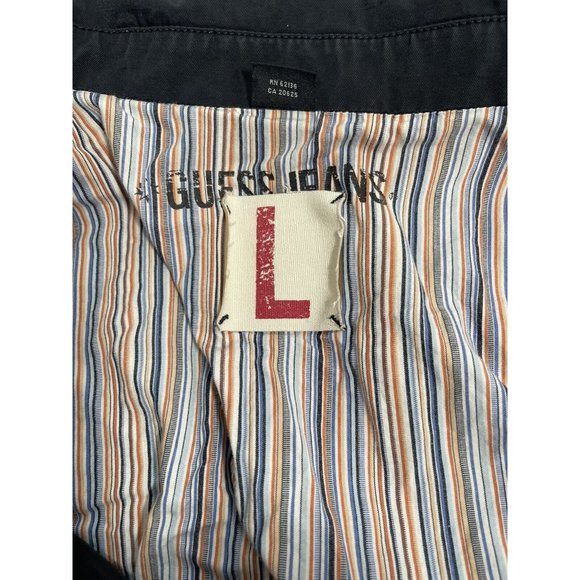 Guess Mens Full Zip Jacket Sz Large Black Zipper Pockets Lined Button Cuffs - Picture 6 of 9